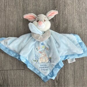 Disney Store Baby Thumper Blankie Plush Security Blanket Lovey Blue Satin Bambi